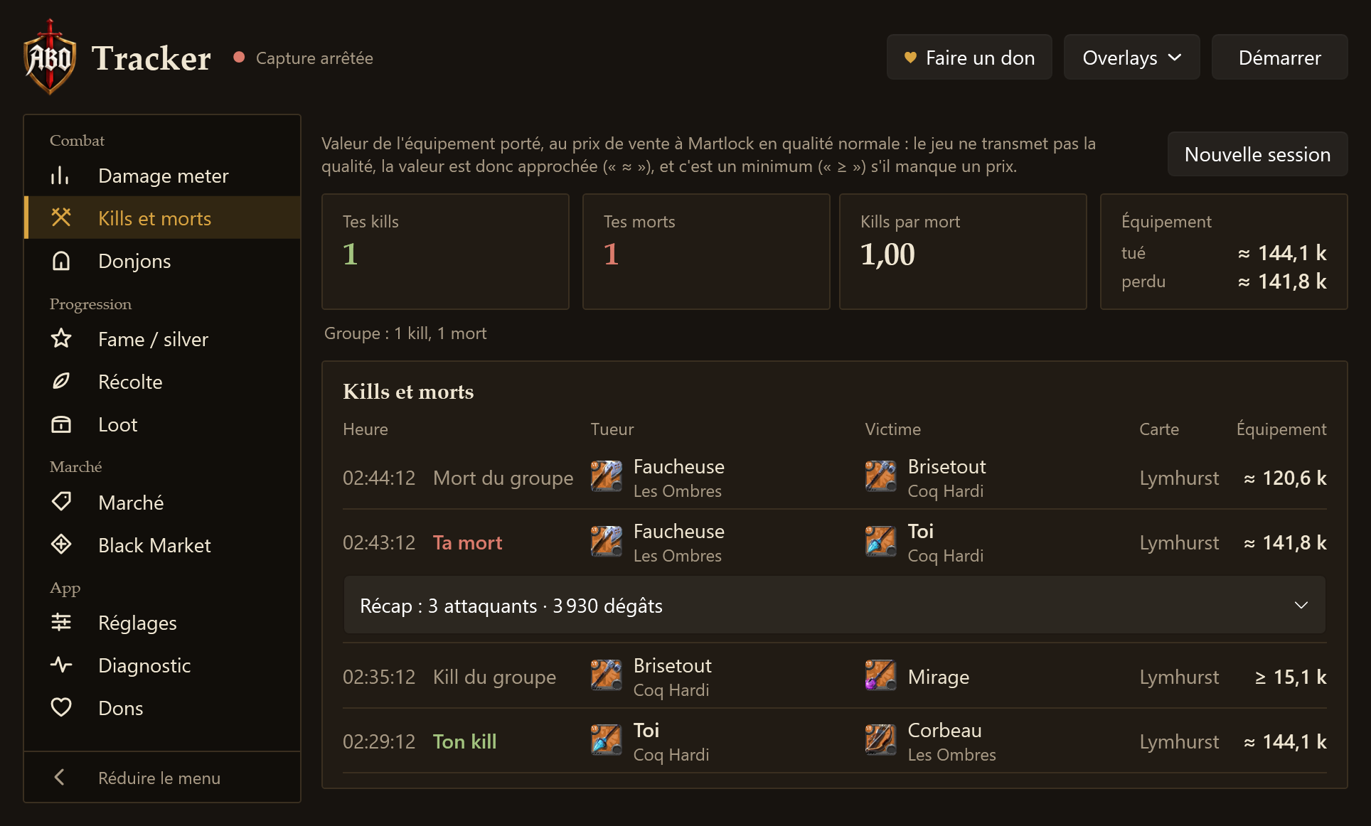 Kills et morts