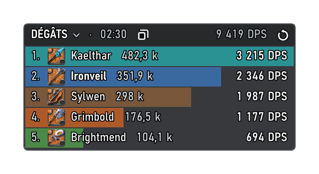 Damage meter et heal meter
